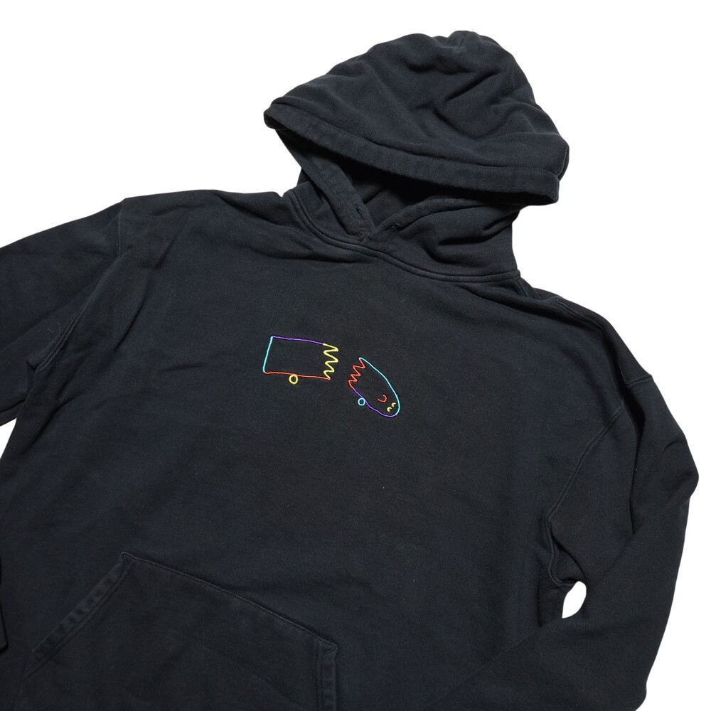 Brixton Hoodie Sweatshirt Mens Medium Black Lucas Beaufort Art Graphic Fleece